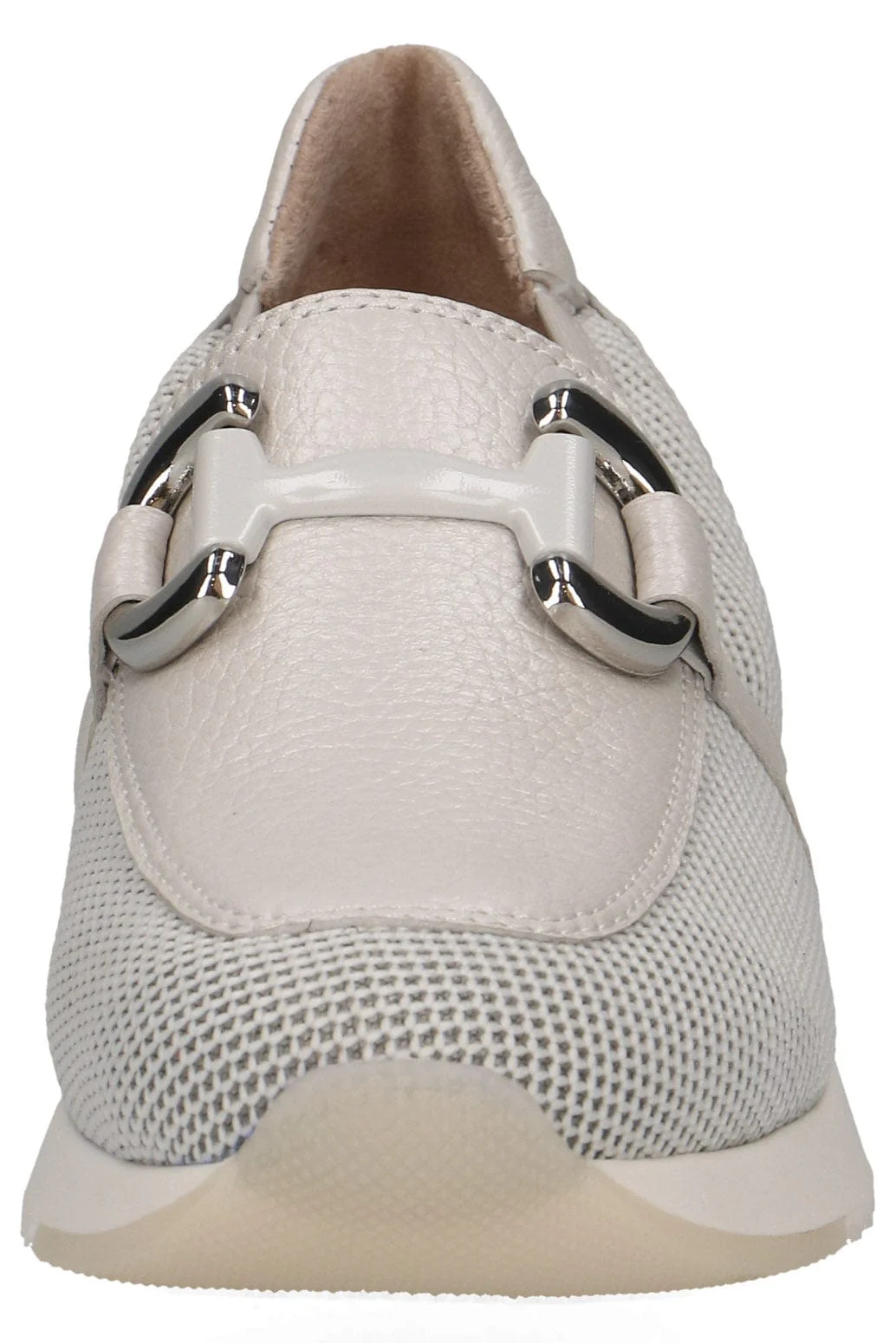 Leather Mesh Detail Slip-On Loafers - Pearl Comb - Image 3