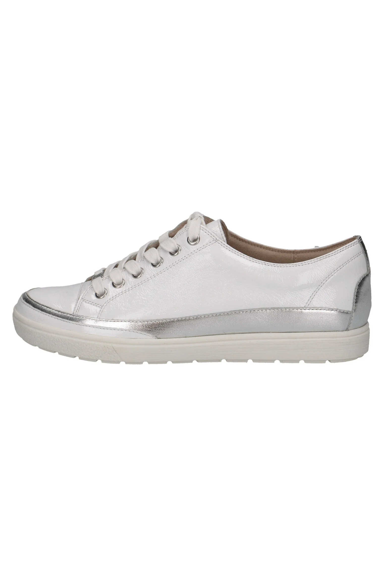 Leather Metallic Contrast Trainers - White Comb