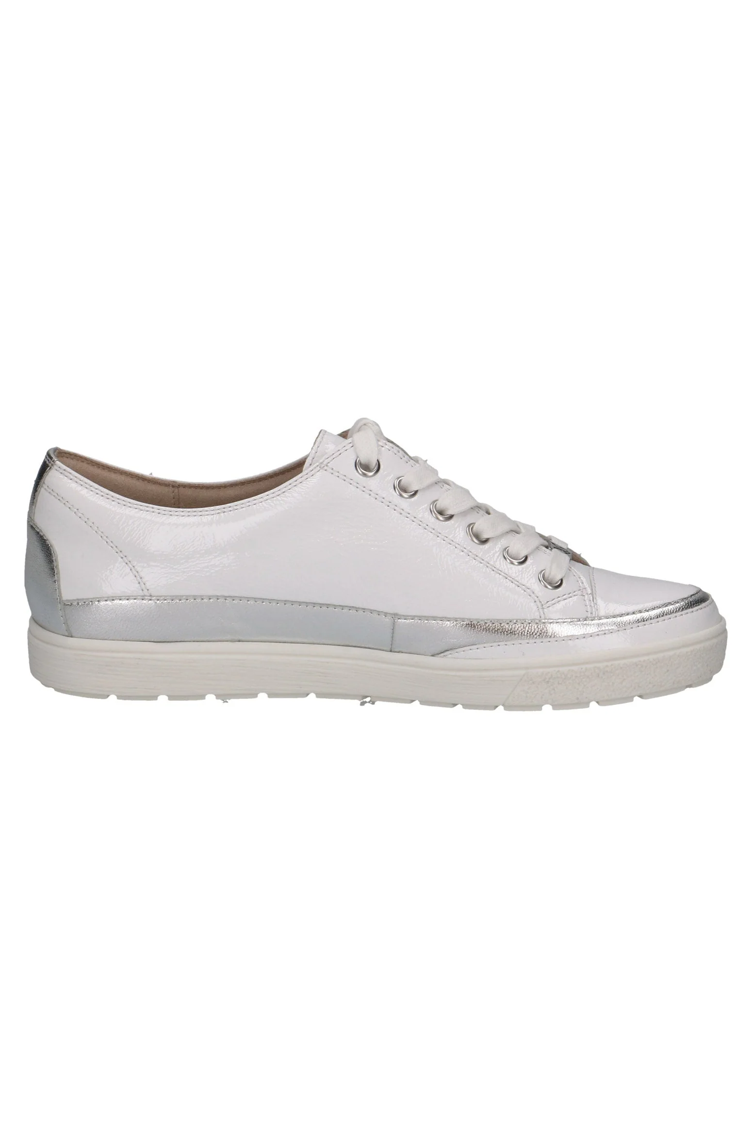 Leather Metallic Contrast Trainers - White Comb - Image 2