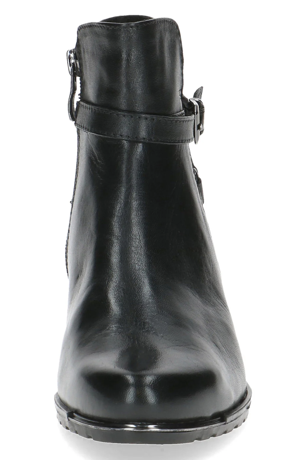 Leather Strap Detail Ankle Boots - Black Nappa - Image 5
