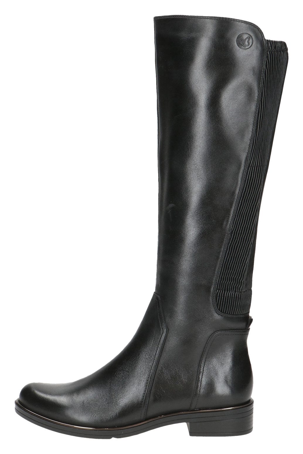 Leather Stretch Back Knee Boots - Black Comb