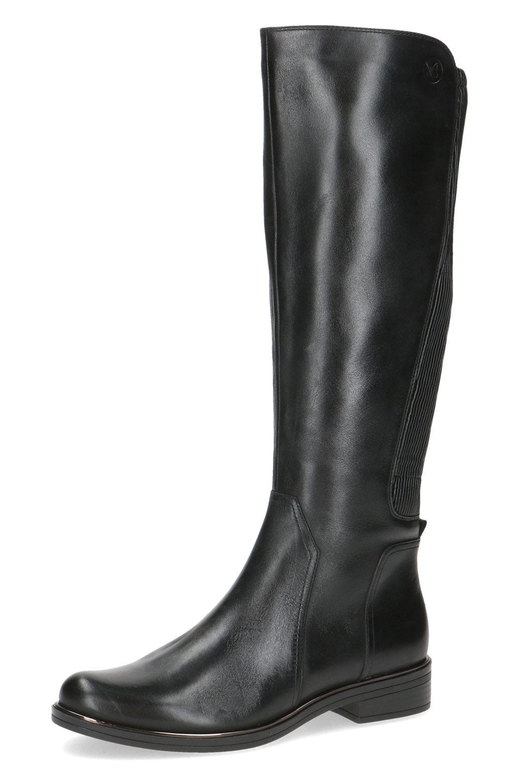 Leather Stretch Back Knee Boots - Black Comb - Image 3