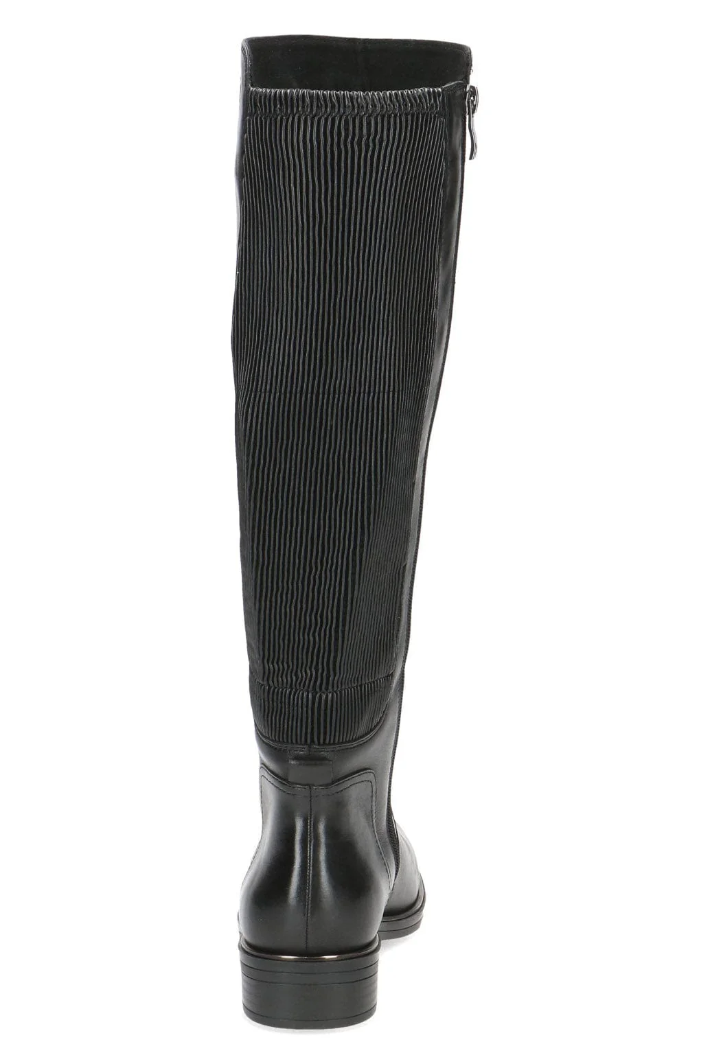 Leather Stretch Back Knee Boots - Black Comb - Image 4