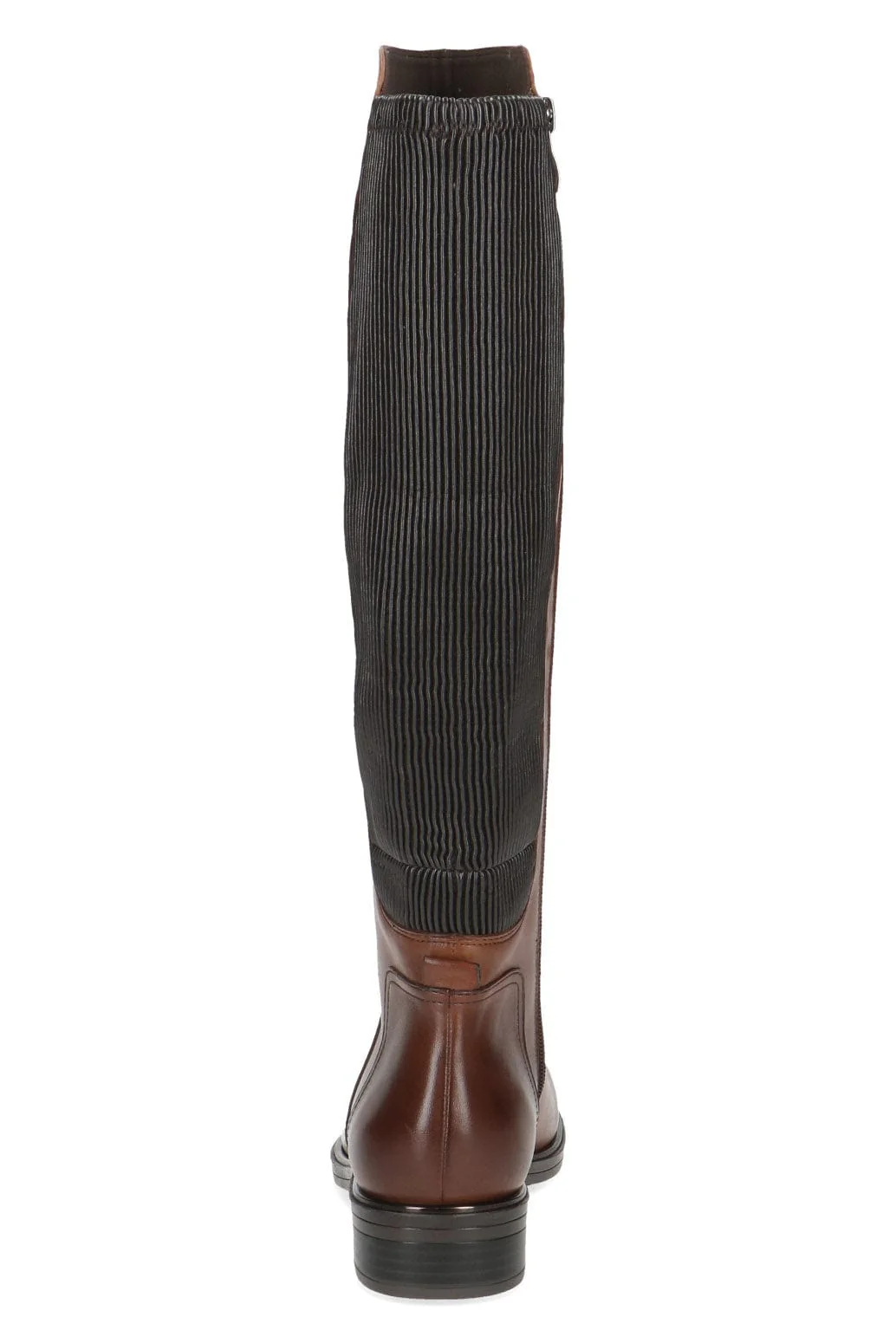 Leather Stretch Back Knee Boots - Cognac Comb - Image 4