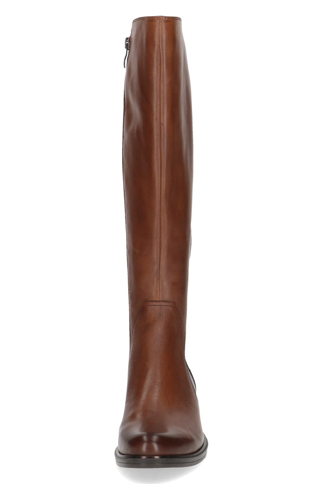 Leather Stretch Back Knee Boots - Cognac Comb - Image 5