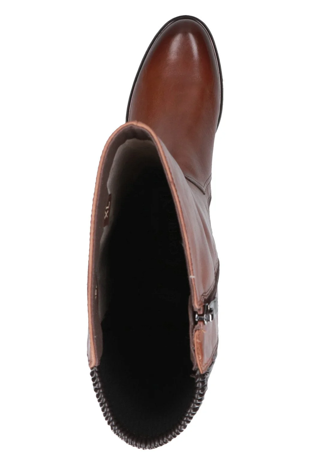 Leather Stretch Back Knee Boots - Cognac Comb - Image 6