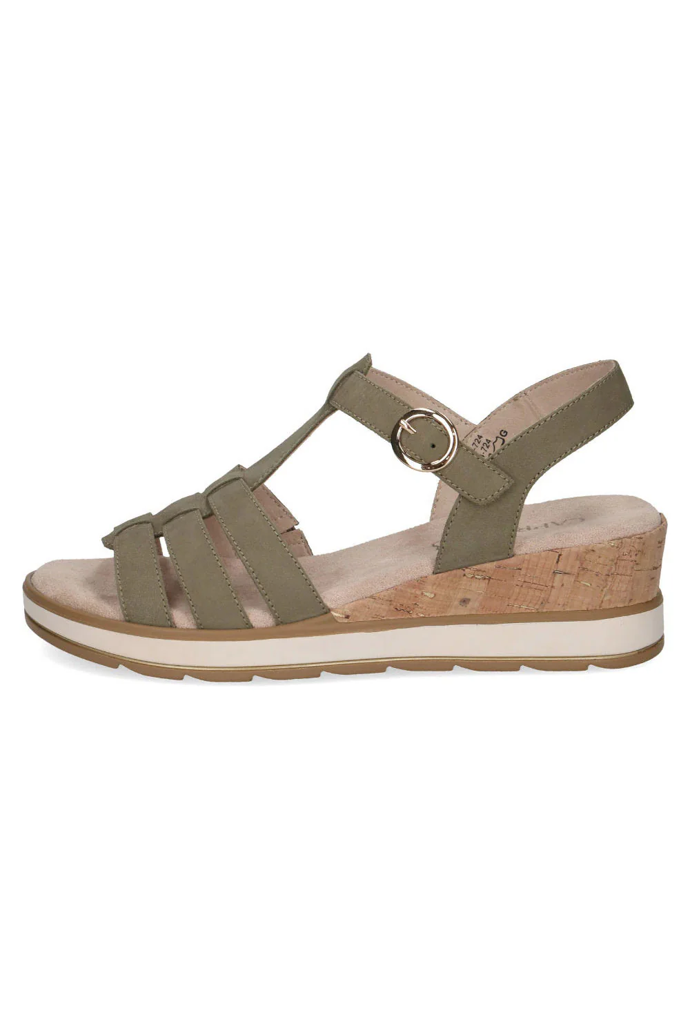 Leather Wedge Sandals - Olive Nubuck