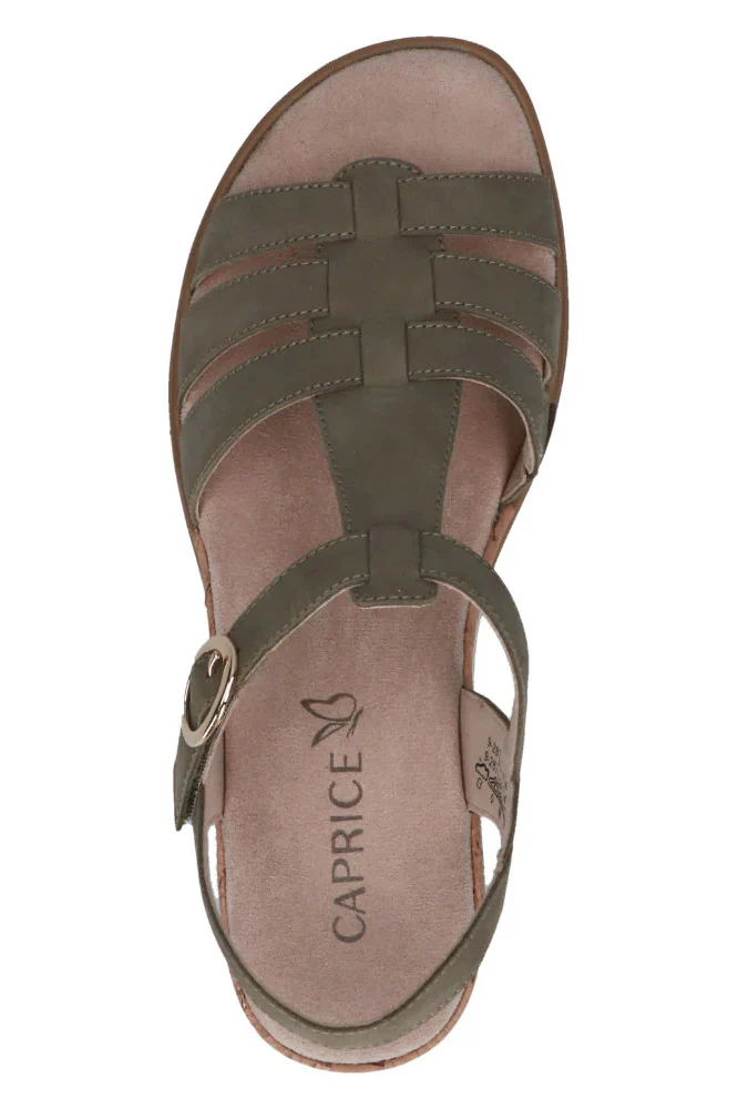 Leather Wedge Sandals - Olive Nubuck - Image 5
