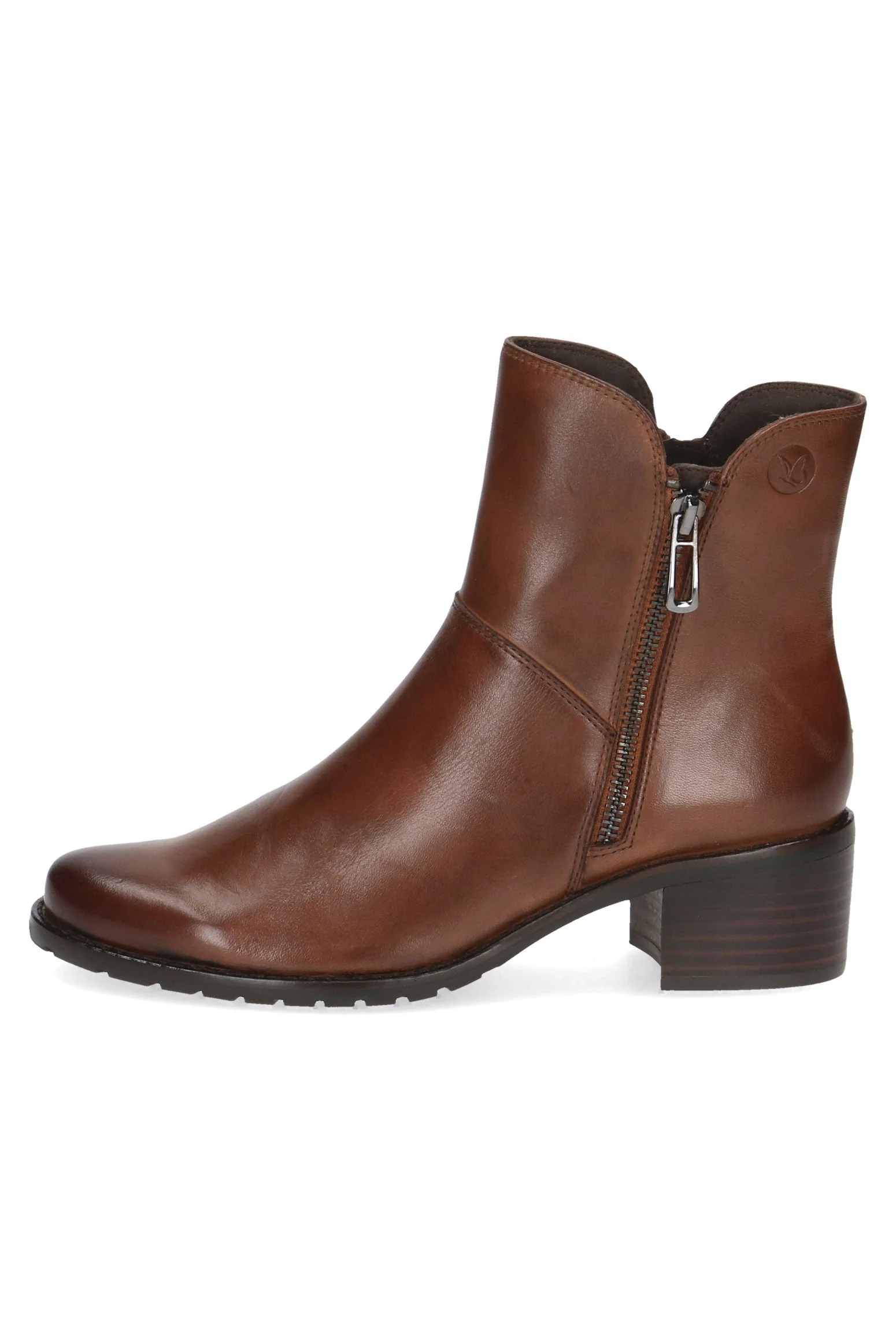 Leather Wide Fit Ankle Boots - Cognac Nappa