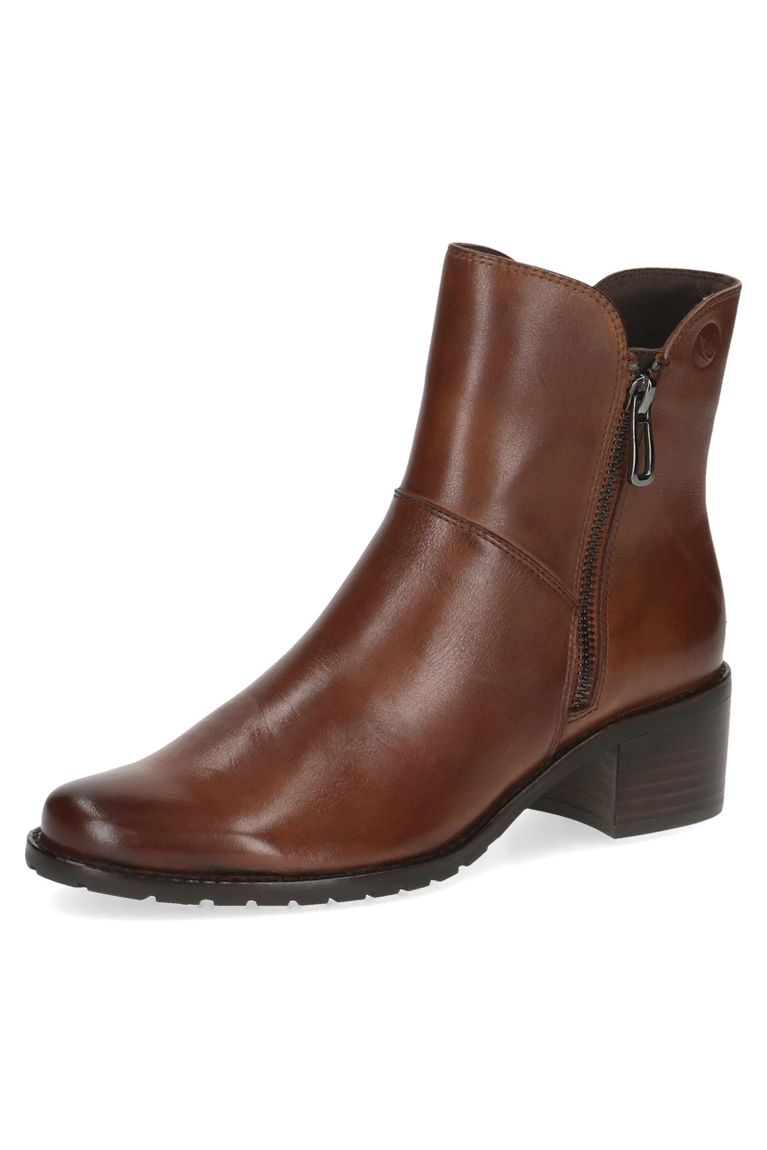 Leather Wide Fit Ankle Boots - Cognac Nappa - Image 3