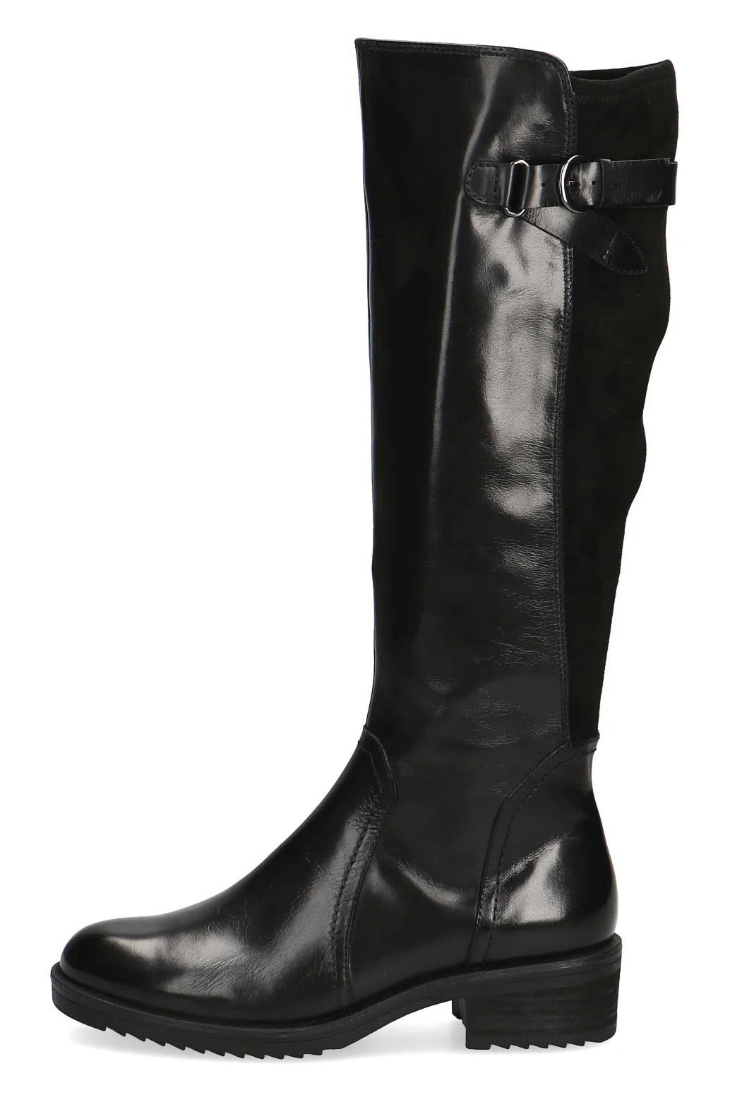 Leather/Suede Back Wide Fit BLUE GRIP Knee High Boots - Black Comb