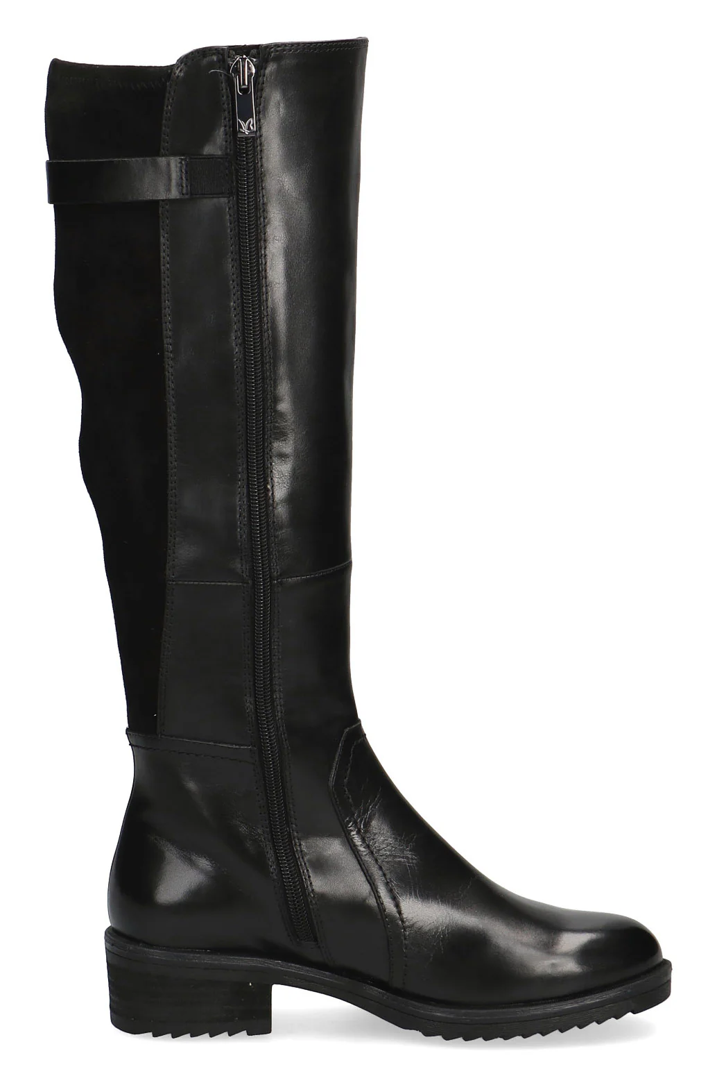 Leather/Suede Back Wide Fit BLUE GRIP Knee High Boots - Black Comb - Image 2