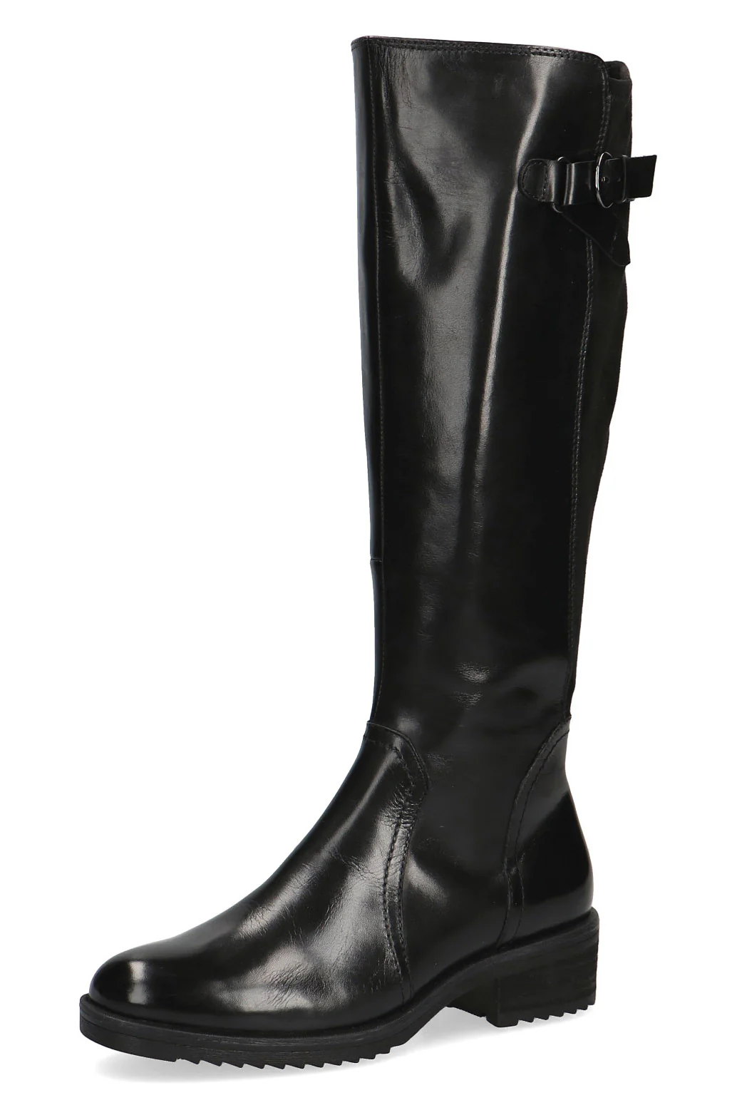Leather/Suede Back Wide Fit BLUE GRIP Knee High Boots - Black Comb - Image 3