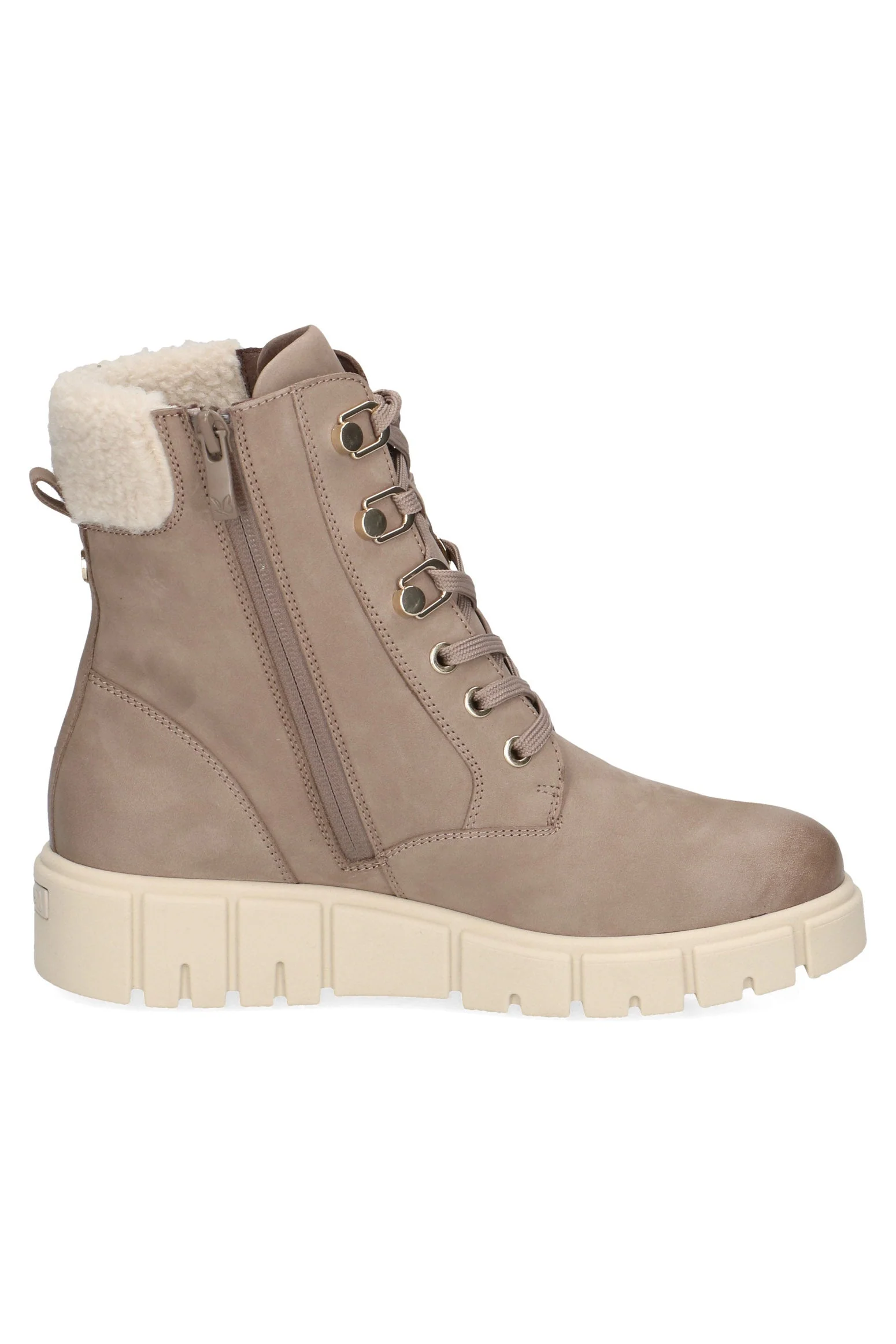 Nubuck Leather Wide Fit Ankle Boots with Fleece Trim - Mud - Image 2