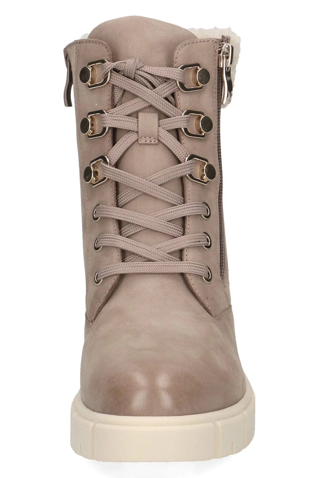 Nubuck Leather Wide Fit Ankle Boots with Fleece Trim - Mud - Image 3
