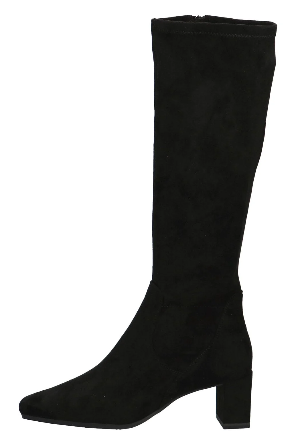 Stretch Suede Effect Knee Boots - Black