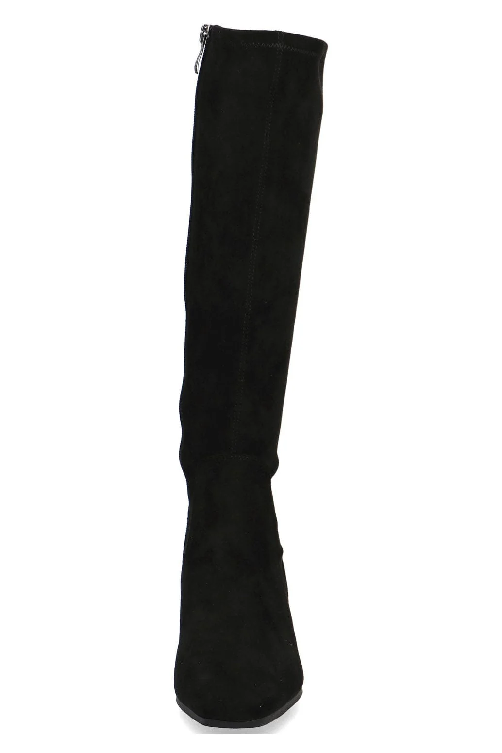 Stretch Suede Effect Knee Boots - Black - Image 4
