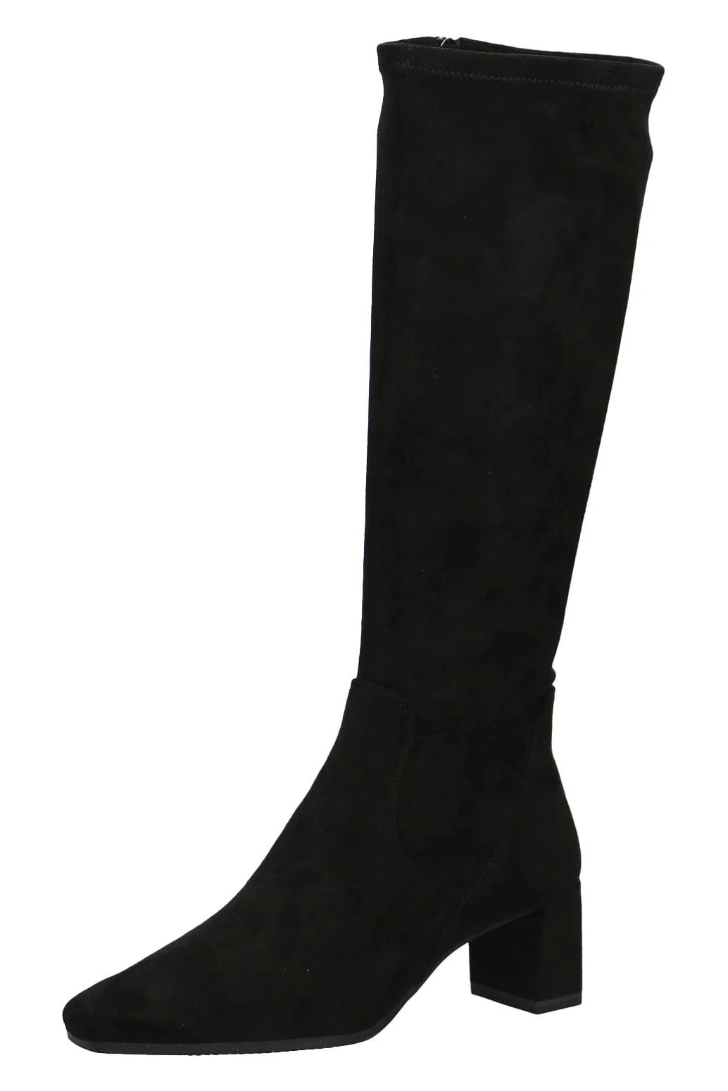 Stretch Suede Effect Knee Boots - Black - Image 5