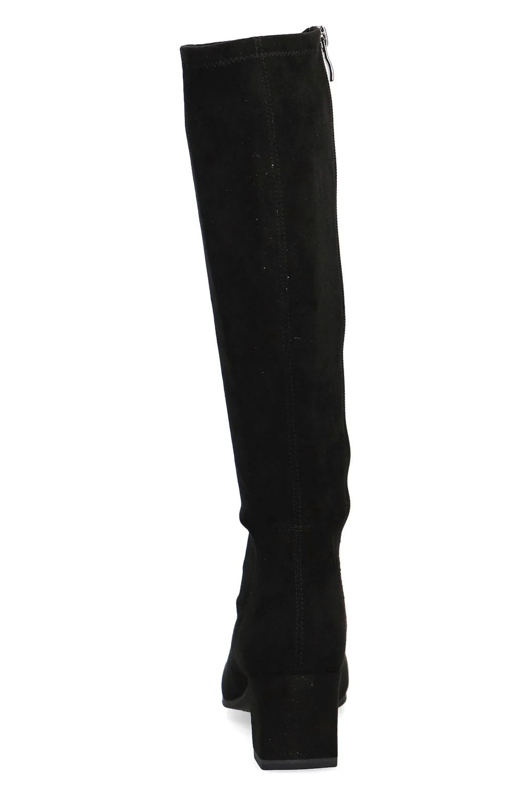 Stretch Suede Effect Knee Boots - Black - Image 6