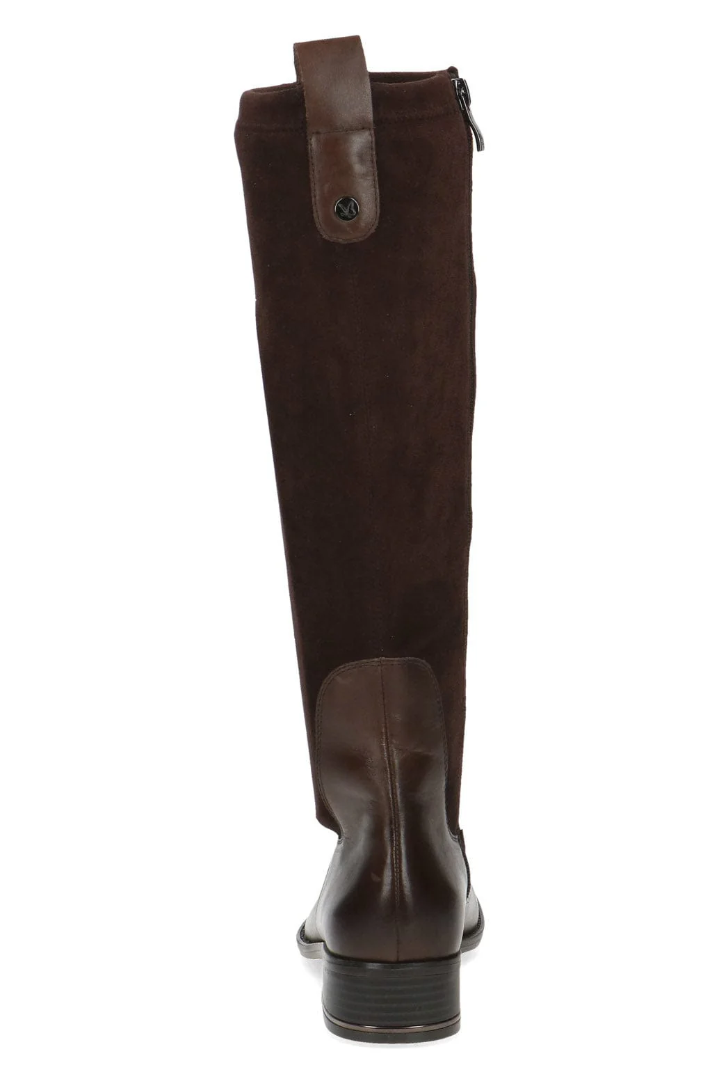 Leather and Stretch Suede Knee High Boots - Dark Brown Comb - Image 5