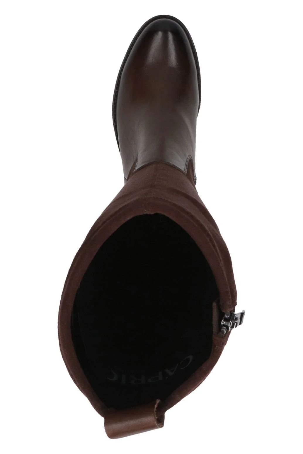 Leather and Stretch Suede Knee High Boots - Dark Brown Comb - Image 6