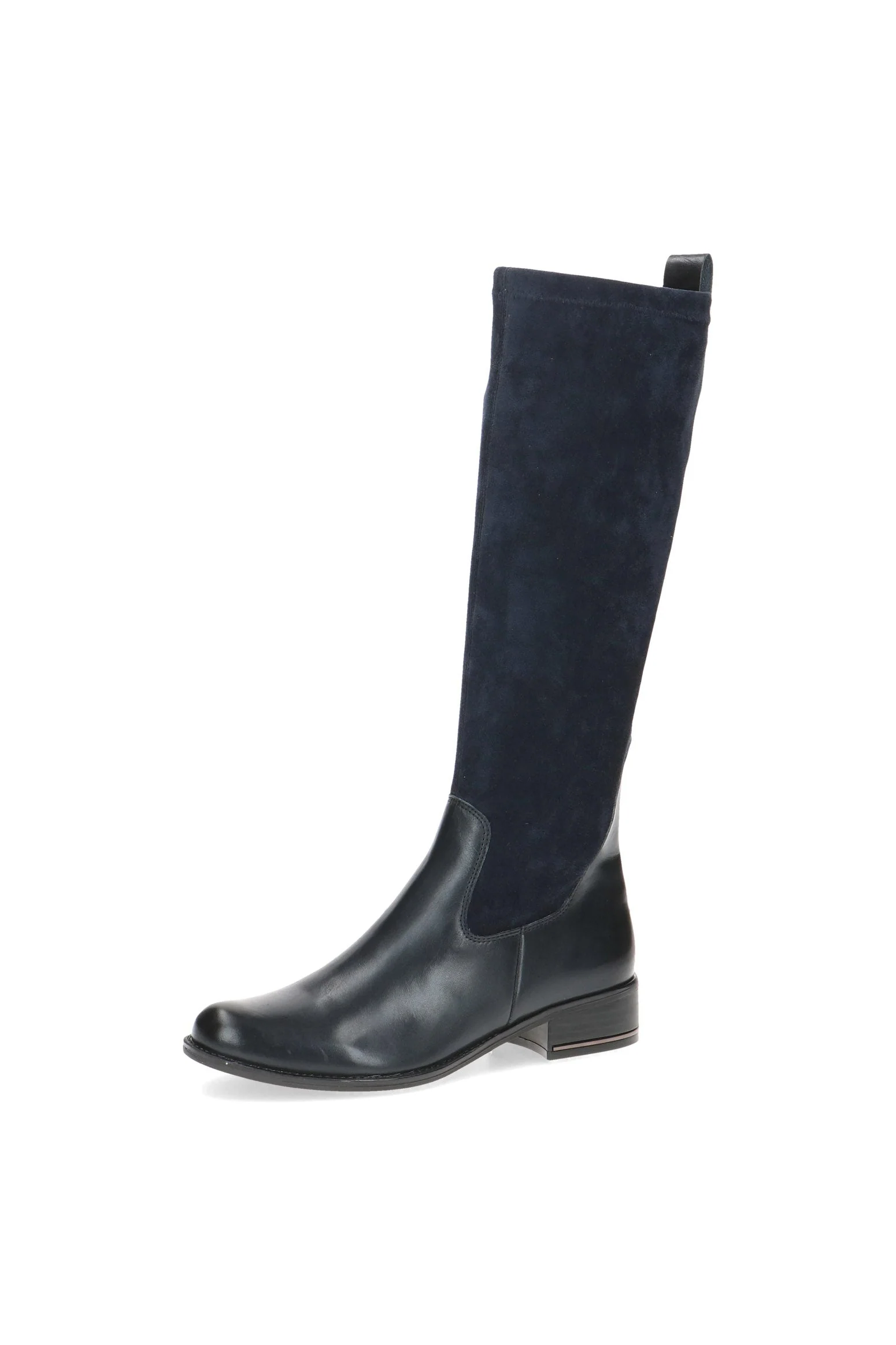 Leather and Stretch Suede Knee High Boots - Ocean Comb - Image 3