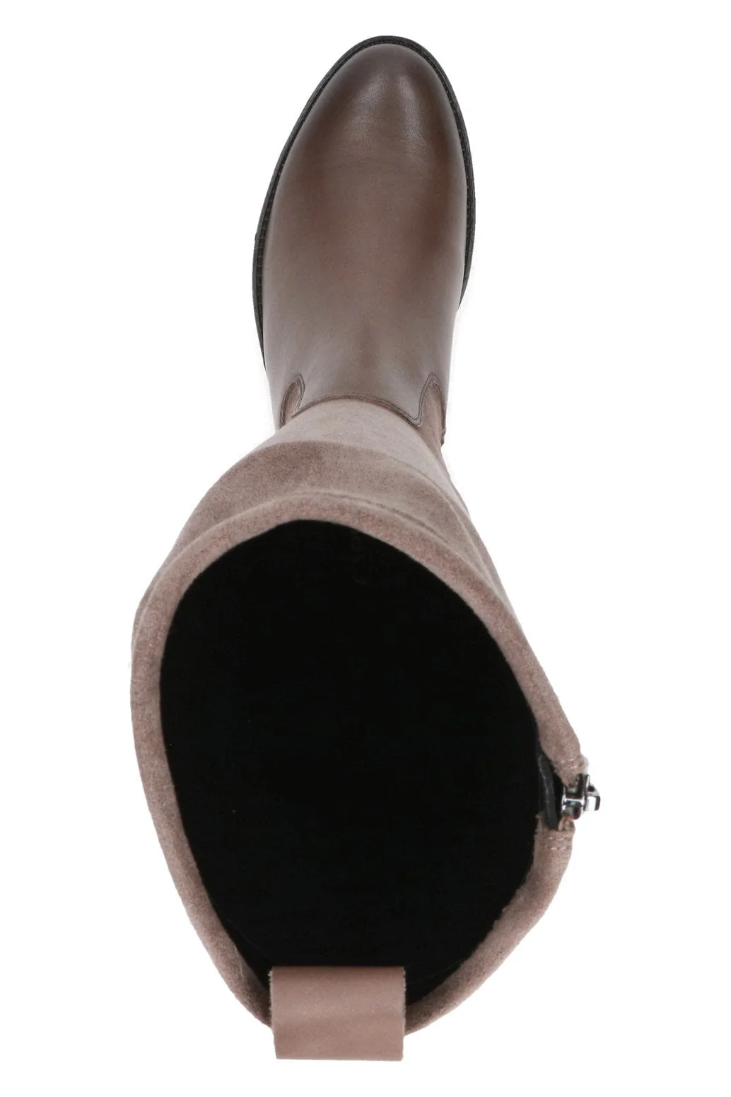 Leather and Stretch Suede Knee High Boots - Taupe Comb - Image 6