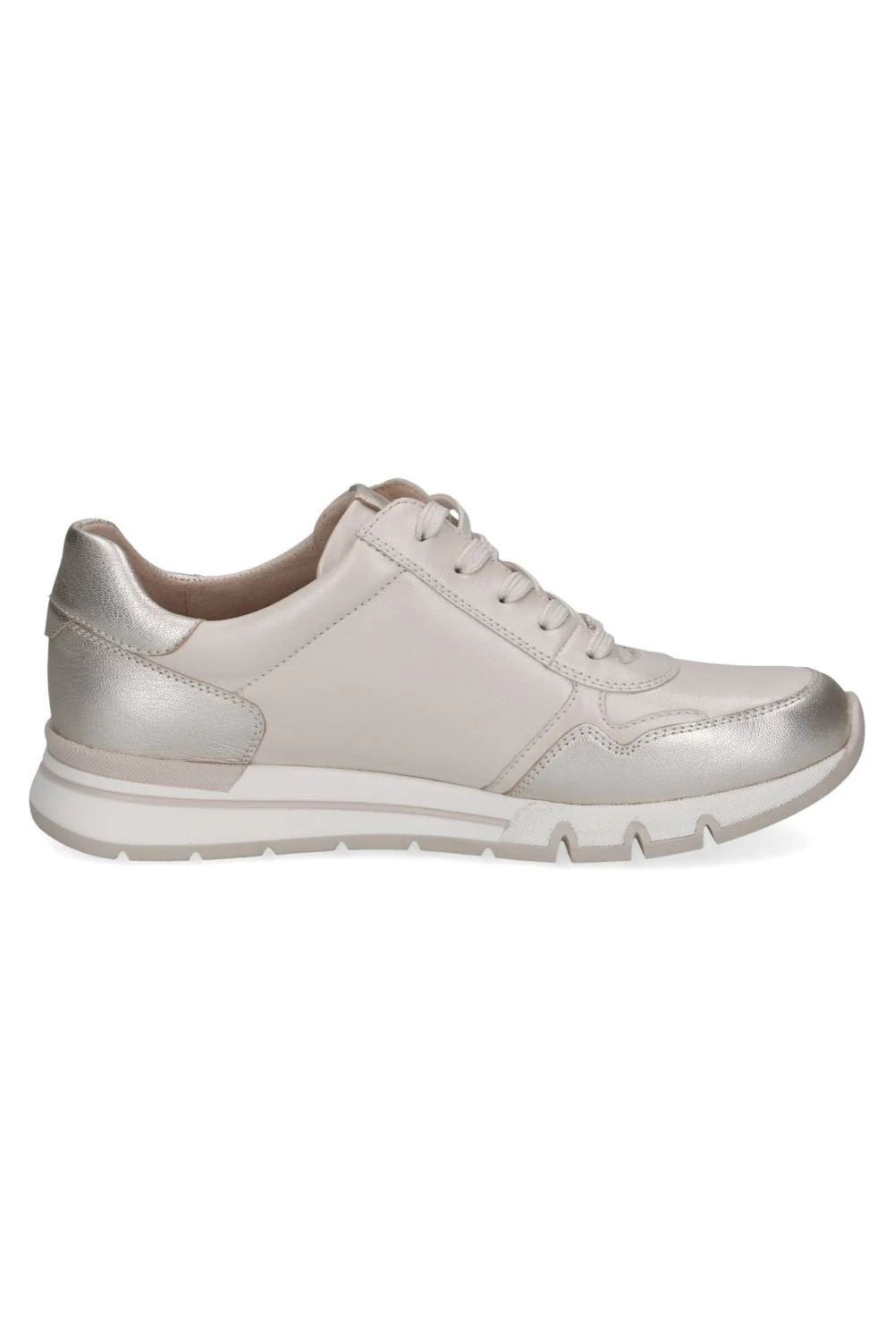Wide Fit Leather Side Zip Trainers - Off-White Comb - Image 2