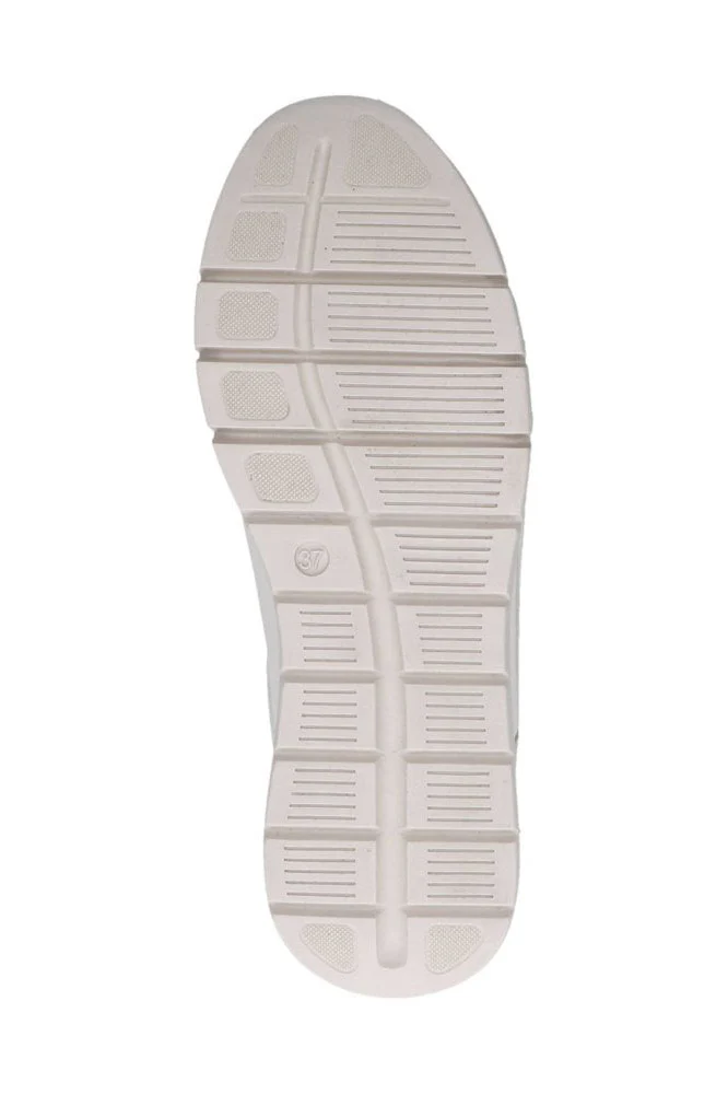 Wide Fit Leather Side Zip Trainers - Off-White Comb - Image 5