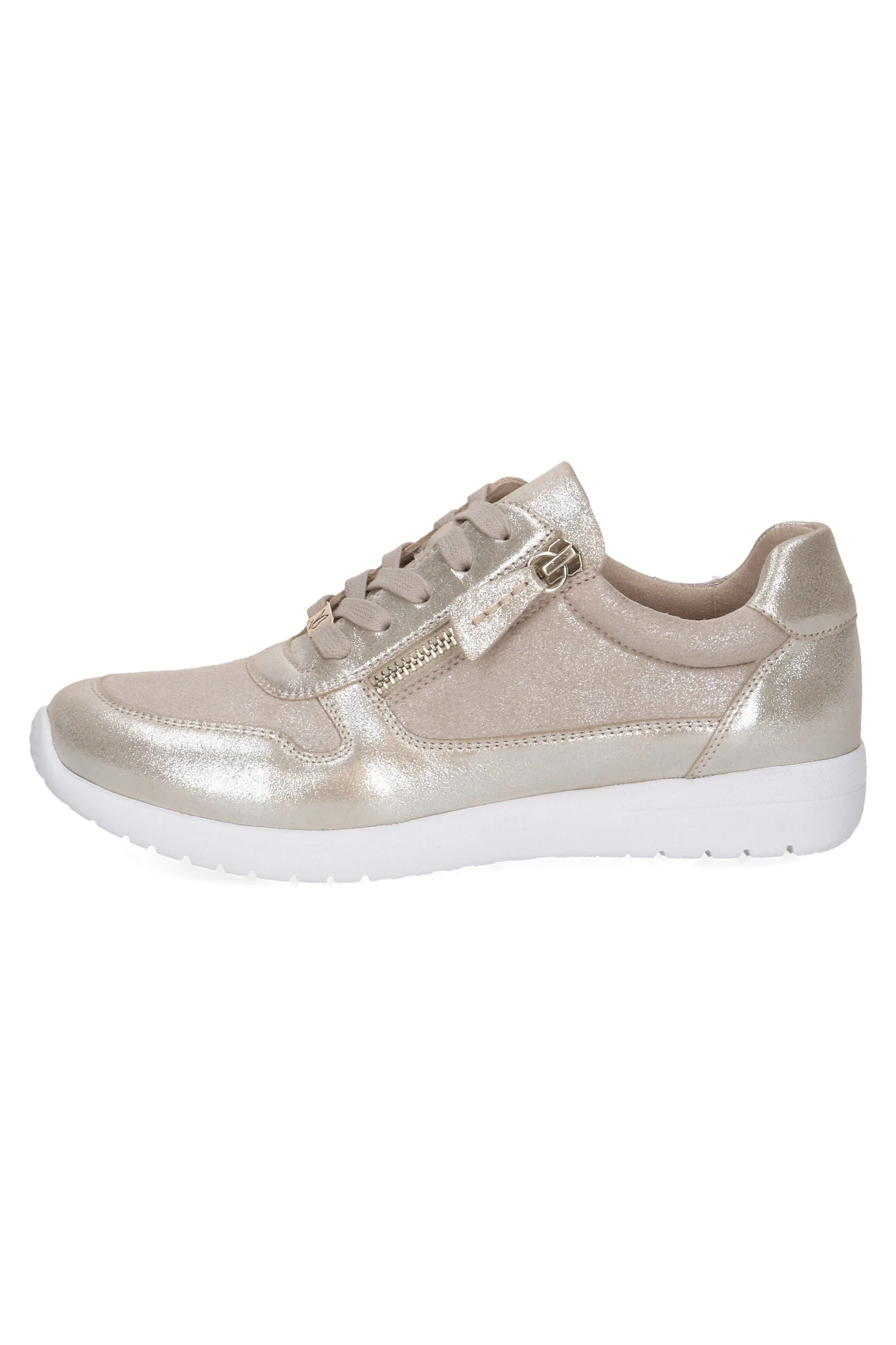 Wide Fit Leather Side Zip Trainers - Taupe Comb