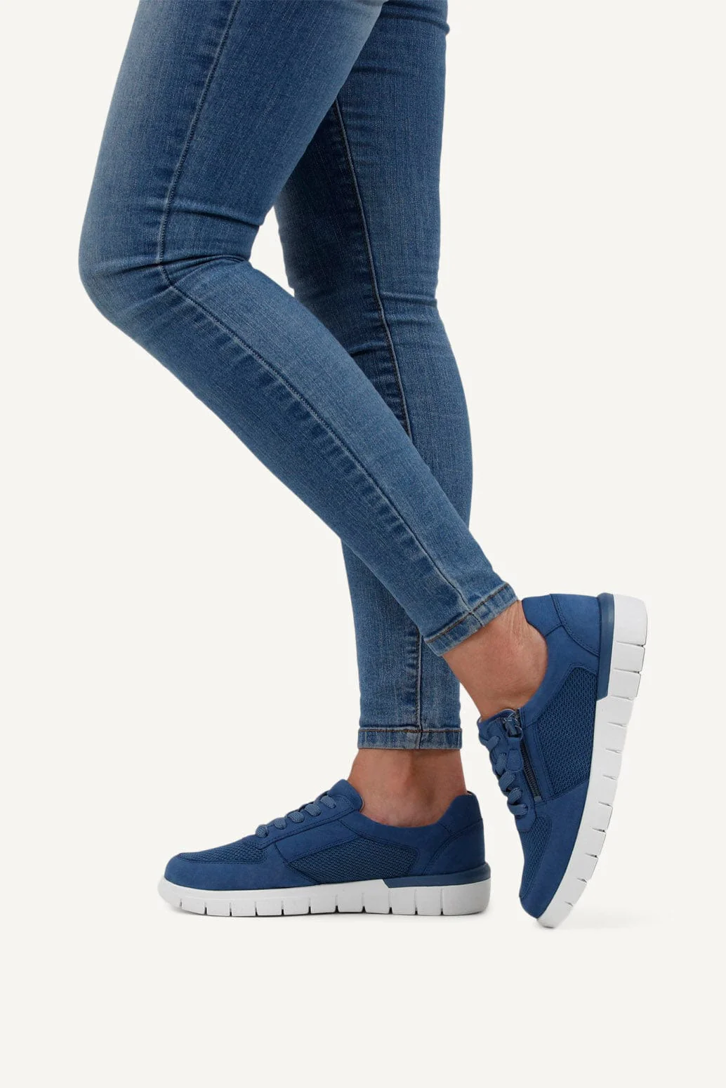 Wide Fit Trainers with Zip Fastening - Blue Comb - Image 5
