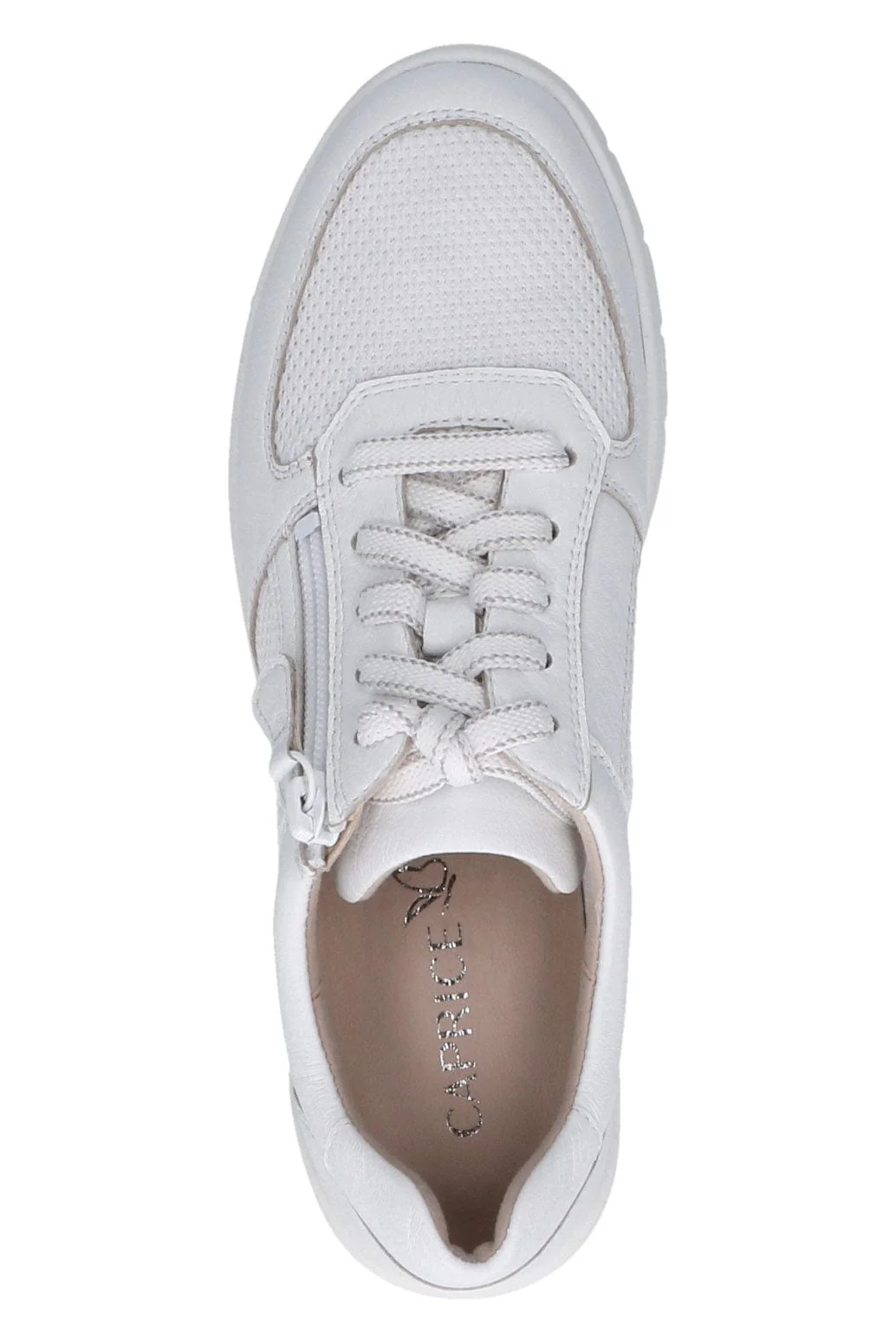 Wide Fit Trainers with Zip Fastening - White Nappa - Image 3