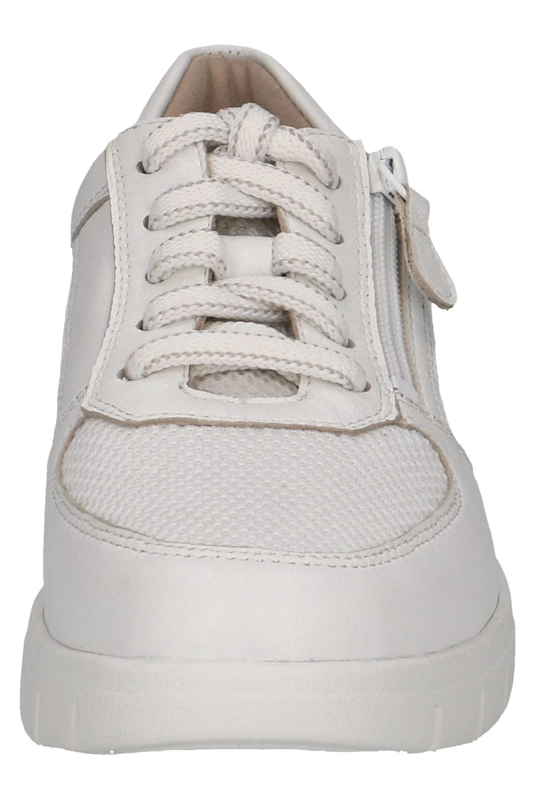 Wide Fit Trainers with Zip Fastening - White Nappa - Image 5