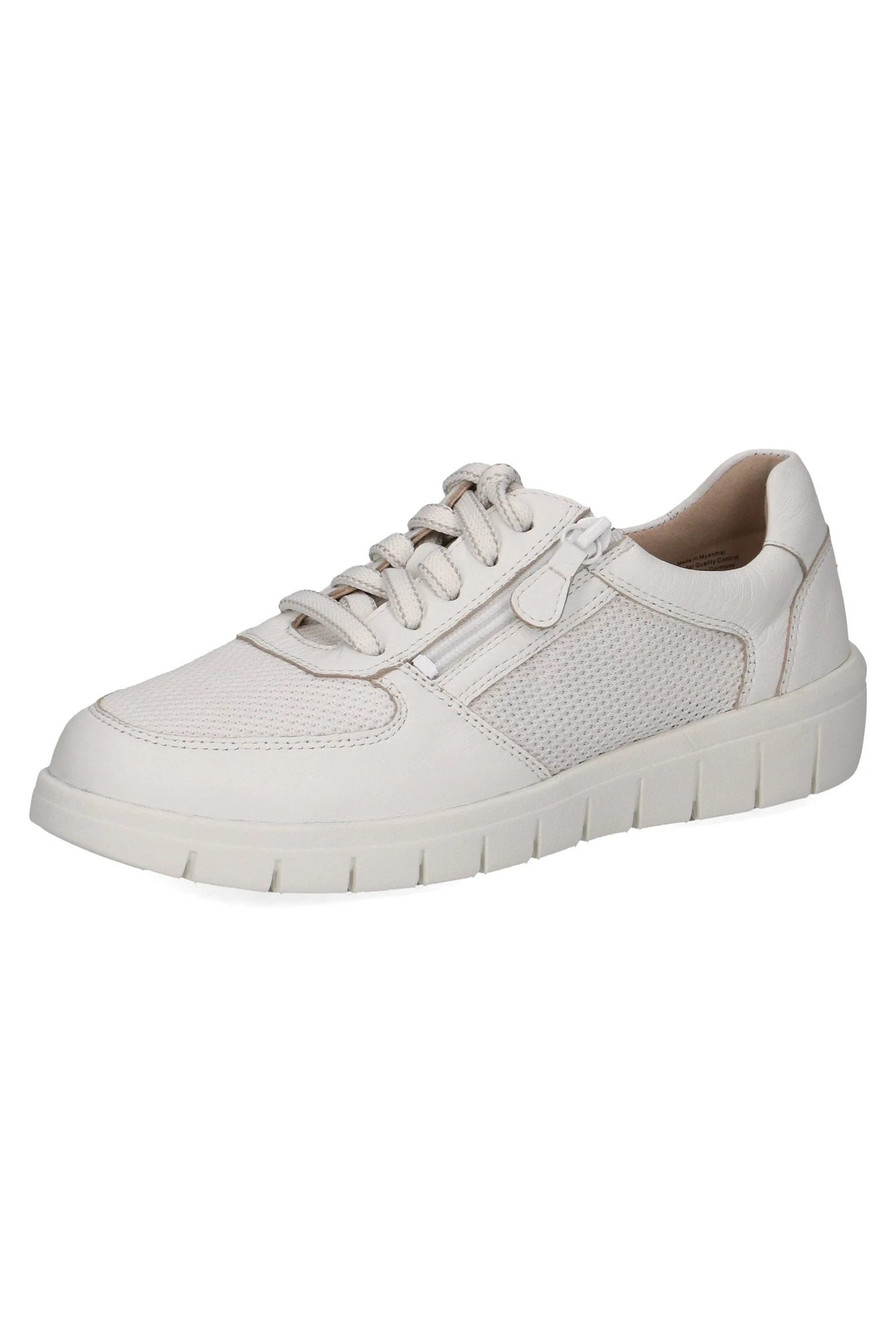 Wide Fit Trainers with Zip Fastening - White Nappa - Image 7