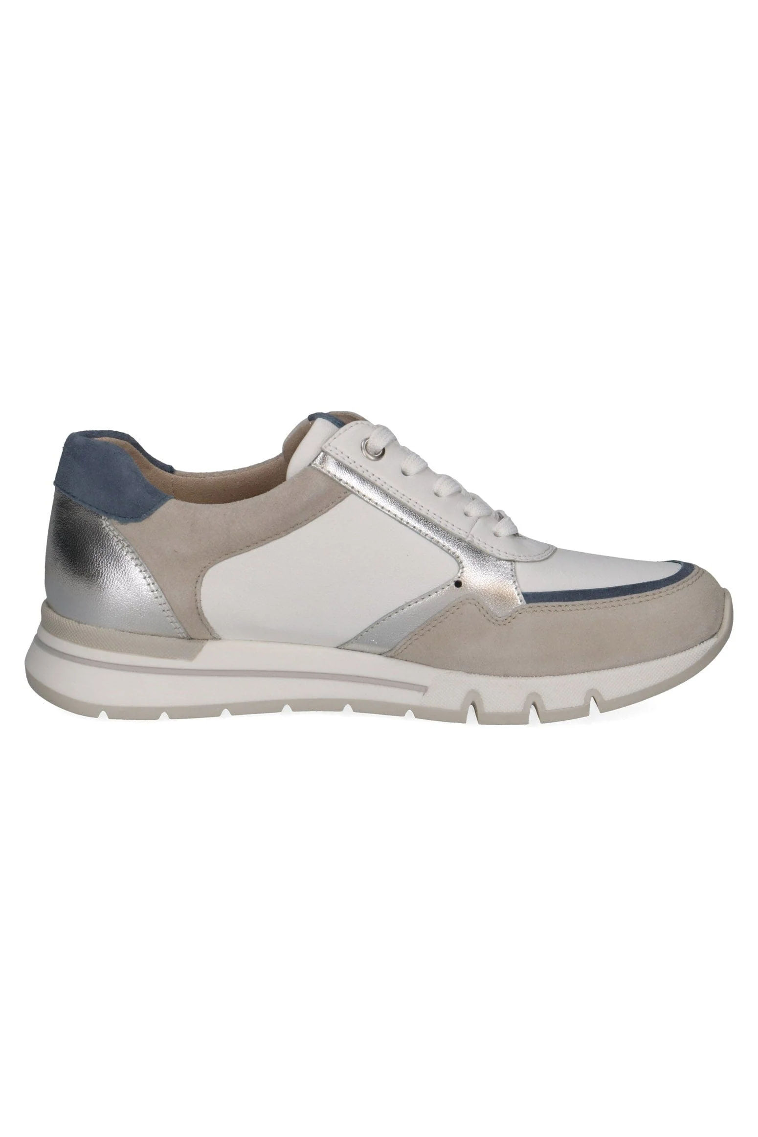 Wide Fit Trainers with Zip Fastening - White/Silver - Image 2