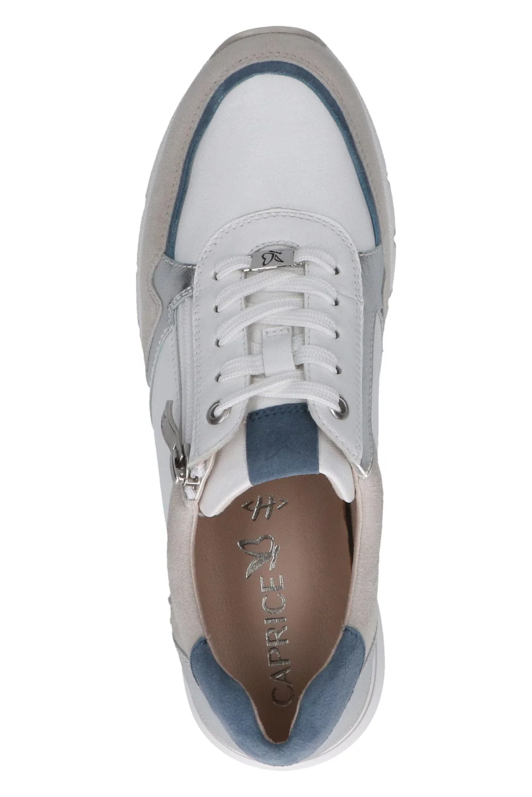 Wide Fit Trainers with Zip Fastening - White/Silver - Image 3