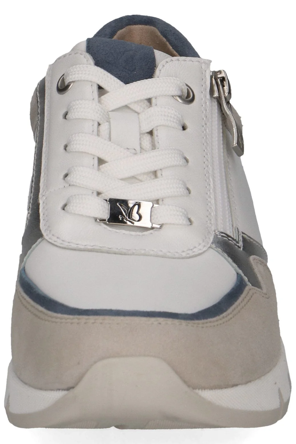 Wide Fit Trainers with Zip Fastening - White/Silver - Image 4