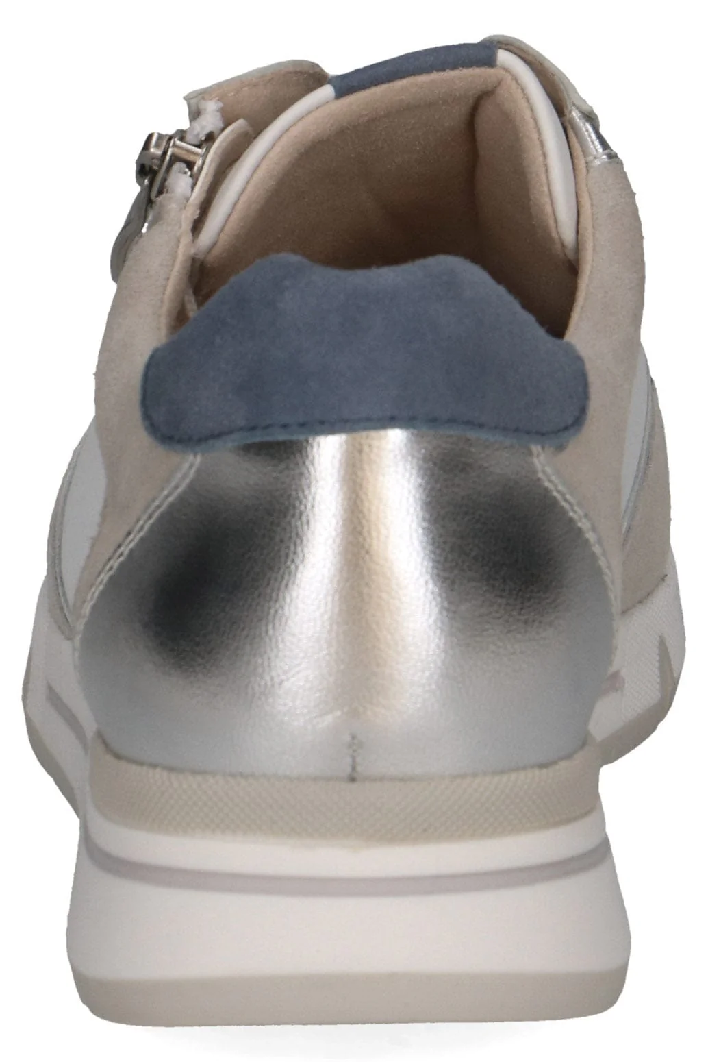 Wide Fit Trainers with Zip Fastening - White/Silver - Image 5