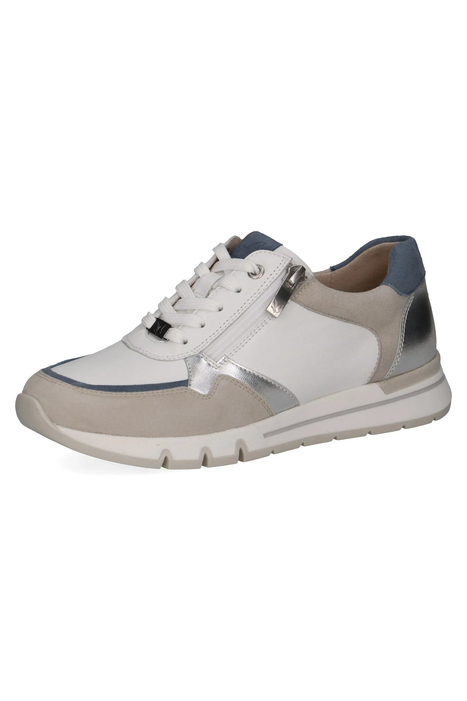 Wide Fit Trainers with Zip Fastening - White/Silver - Image 6