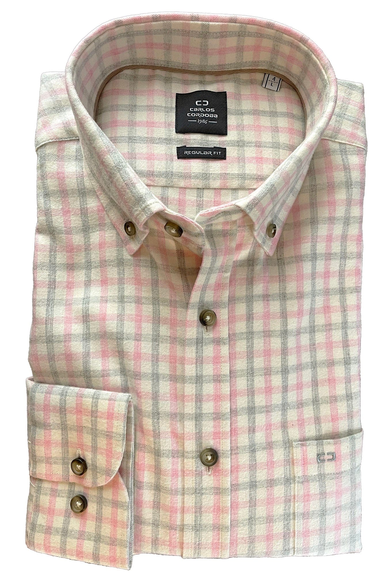 Supersoft Brushed Cotton Check Shirt - Pink/Grey