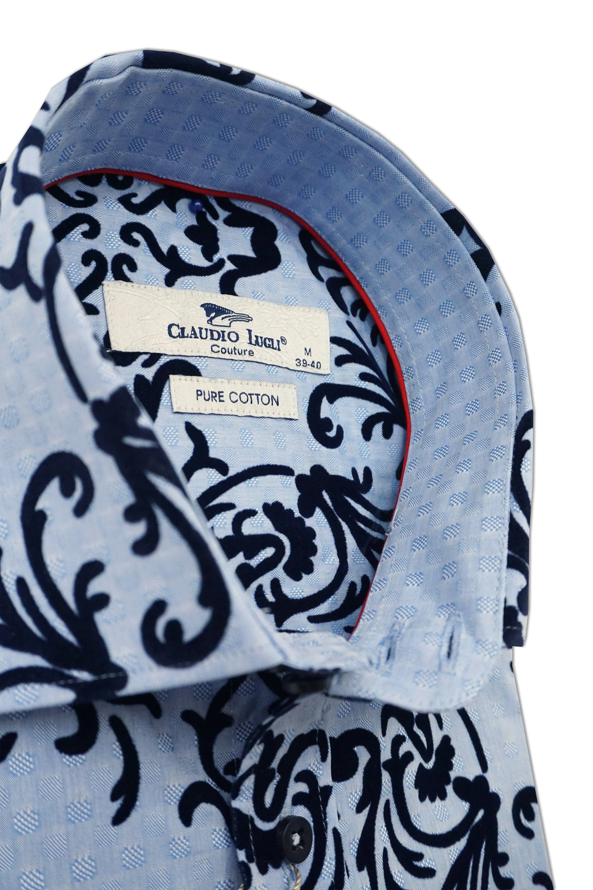 Satin Cotton Jacquard Flock Shirt - Sky - Image 2