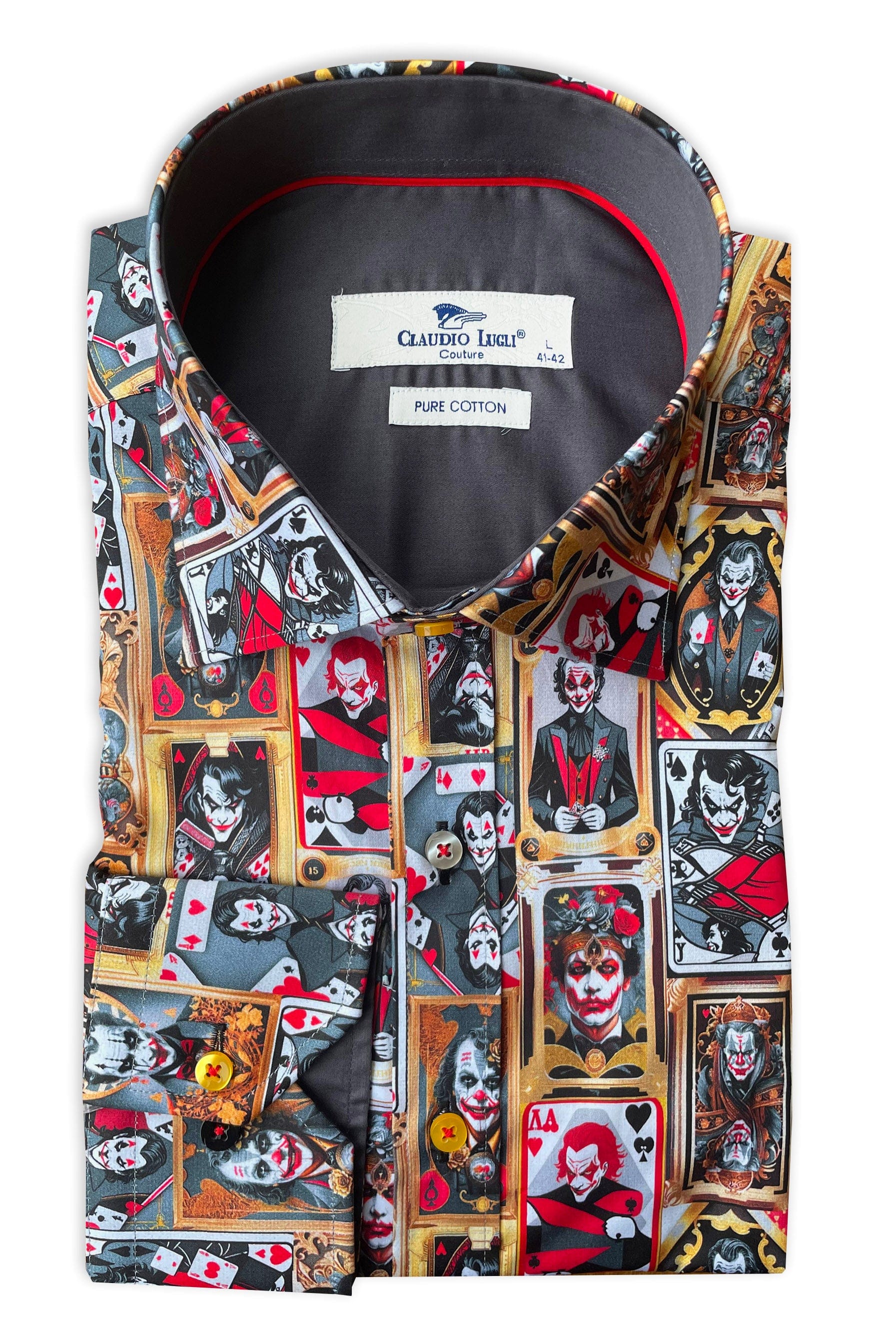 Satin Cotton Joker Print Shirt - Black