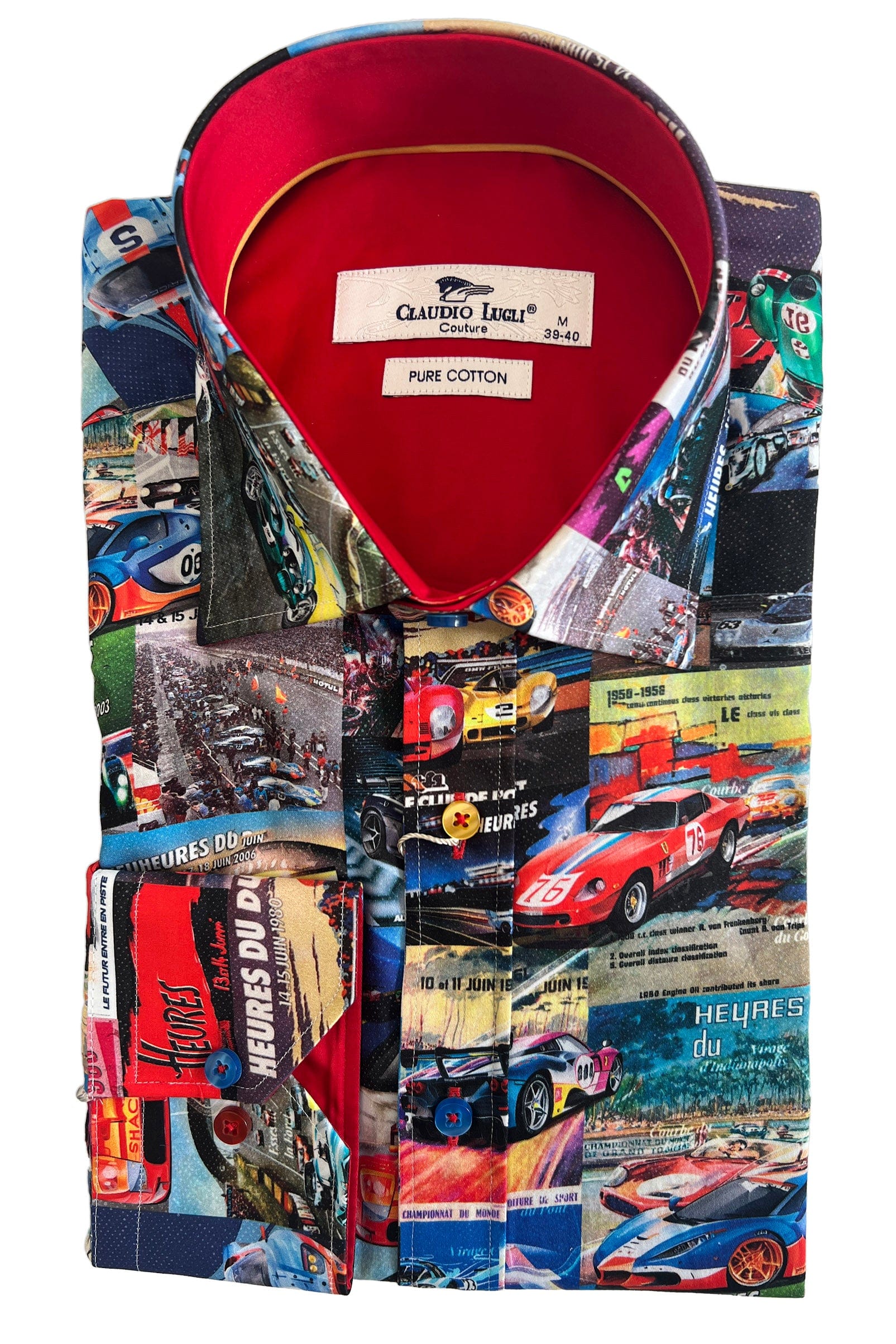 Satin Cotton Le Man's Print Shirt - Red