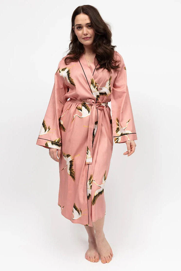 Bonnie Bird Print Dressing Gown - Pink - Image 3