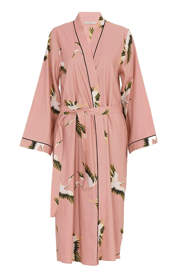 Bonnie Bird Print Dressing Gown - Pink - Image 5