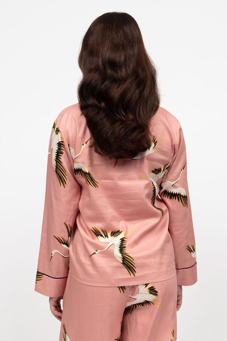 Bonnie Bird Print Wide Leg Pyjama Set - Pink - Image 4