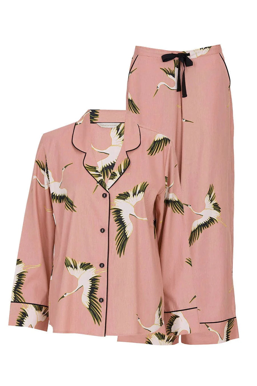 Bonnie Bird Print Wide Leg Pyjama Set - Pink - Image 5