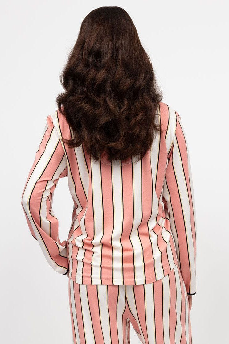 Bonnie Jersey Wide Leg Pyjama Set - Pink Stripe - Image 12