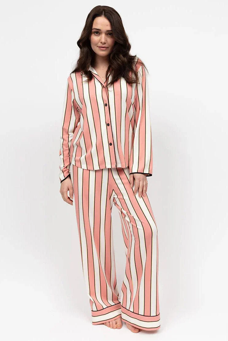 Bonnie Jersey Wide Leg Pyjama Set - Pink Stripe - Image 3
