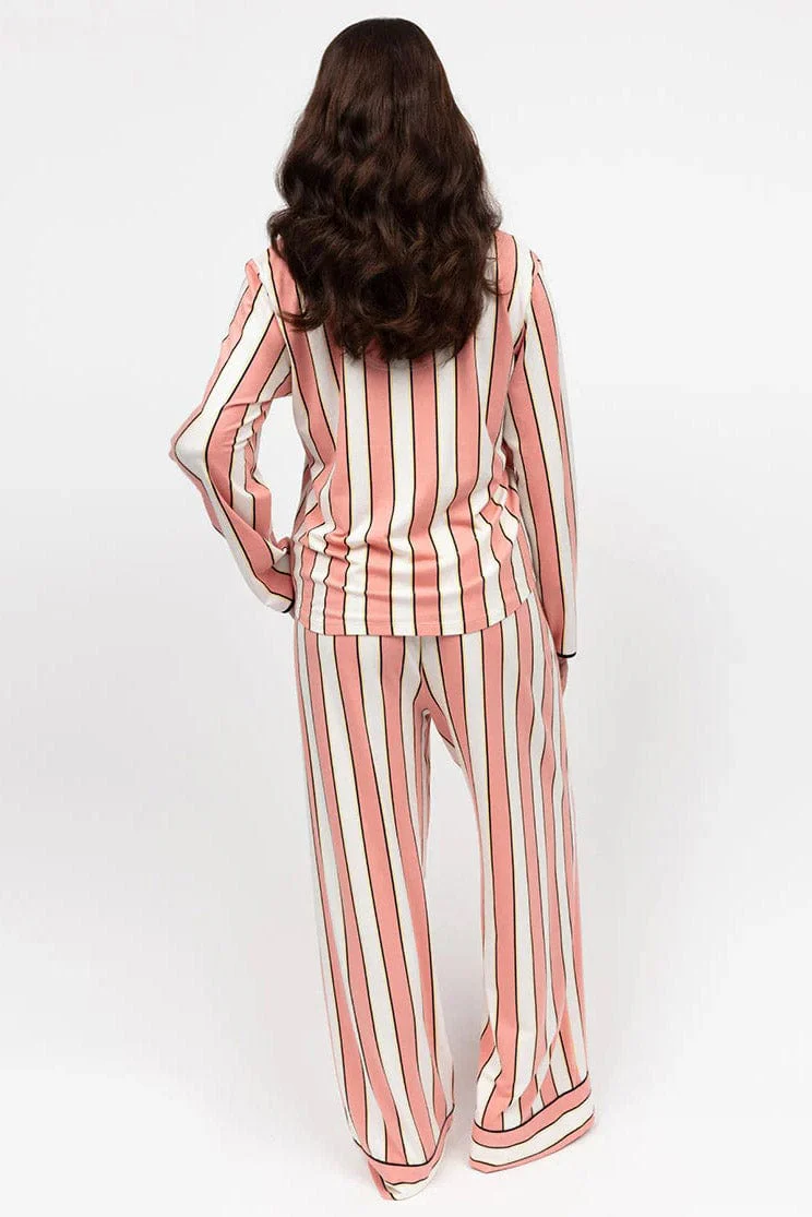 Bonnie Jersey Wide Leg Pyjama Set - Pink Stripe - Image 4